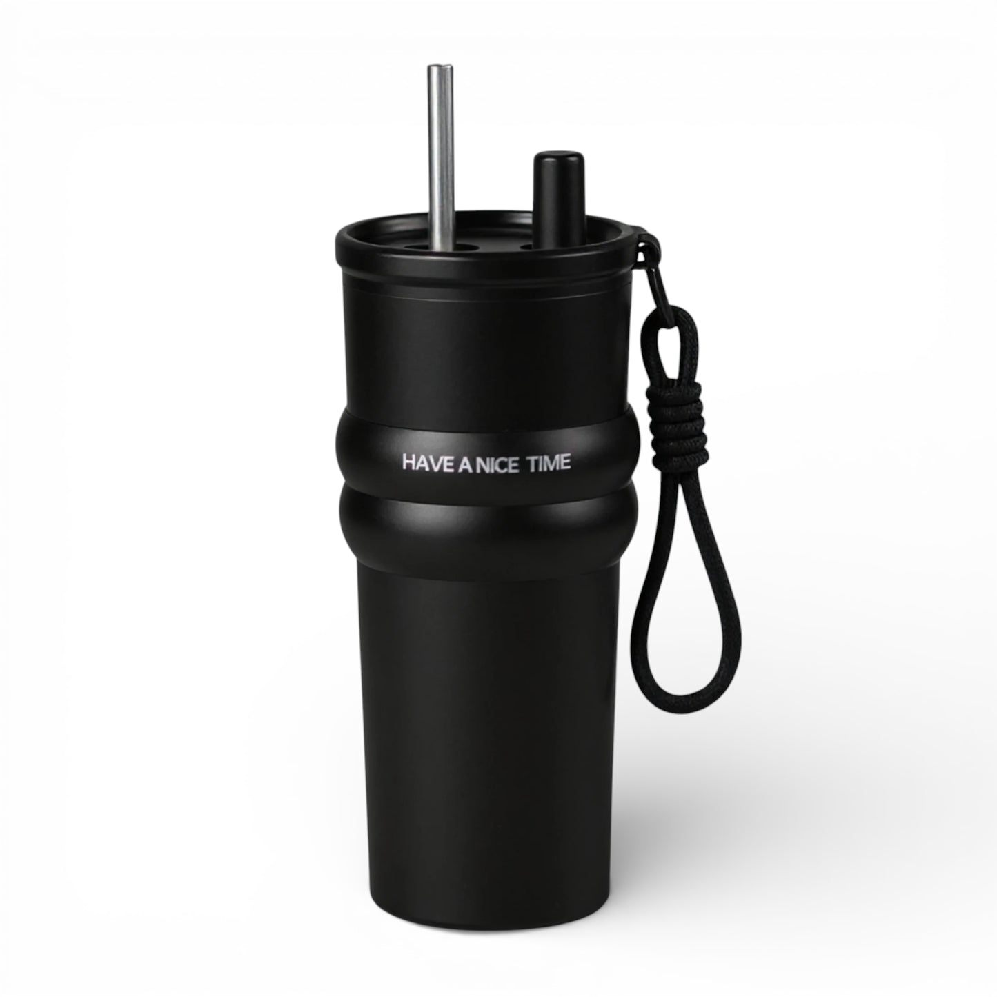 Gourde isotherme en inox avec paille intégrée 710 ml coloris noir