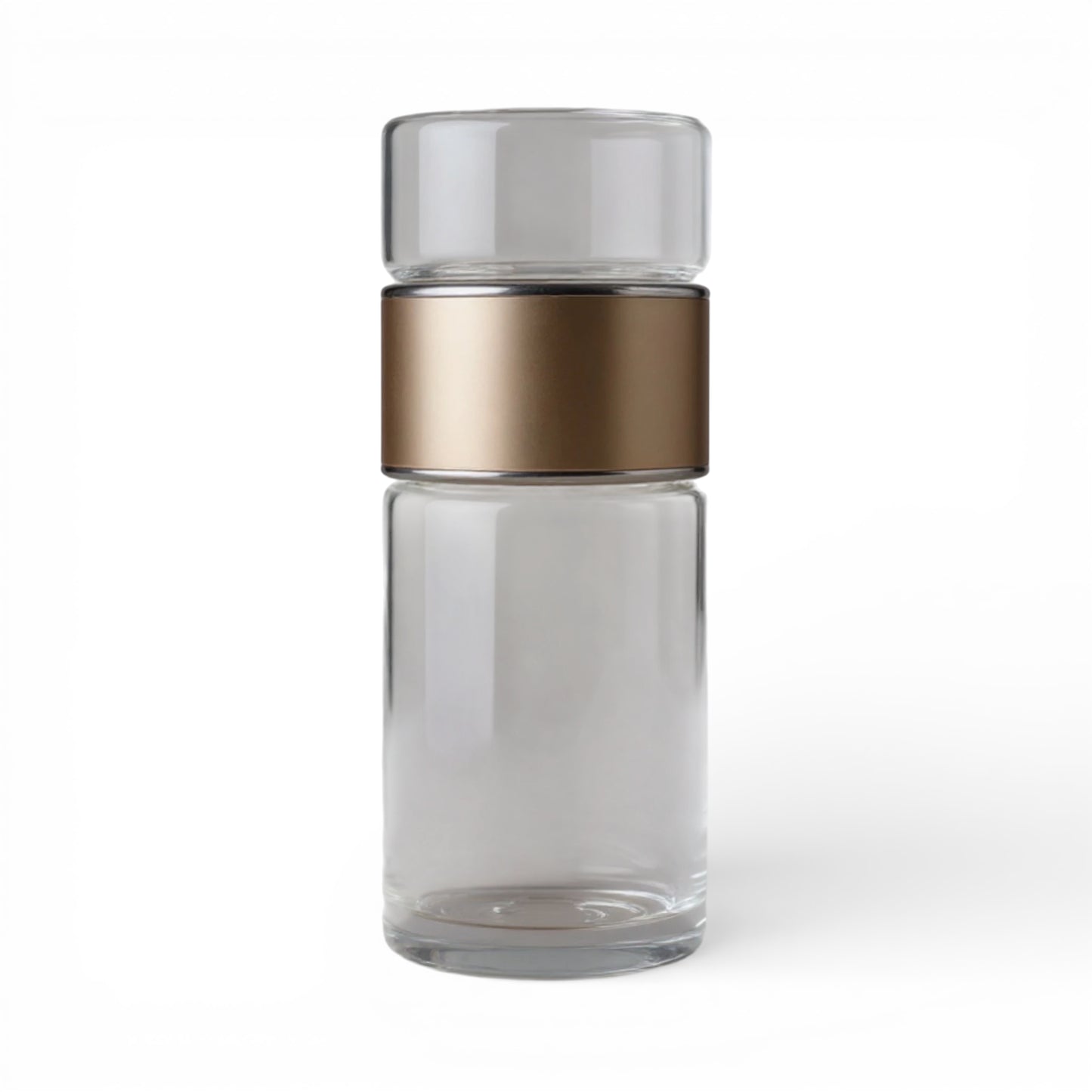 Gourde en verre avec infuseur coloris or