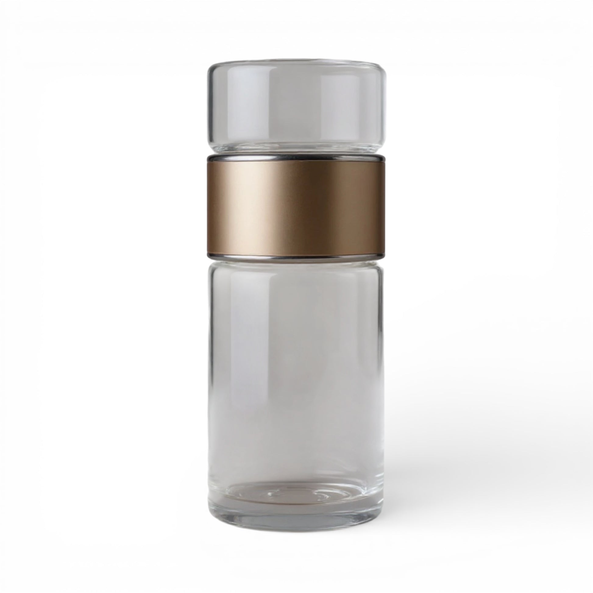 Gourde en verre avec infuseur coloris or