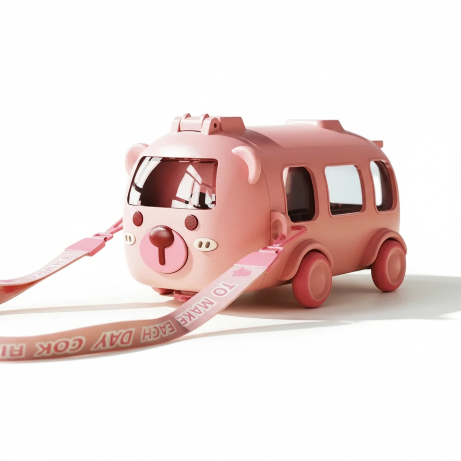 Gourde enfant en plastique avec paille 500 ml coloris rose