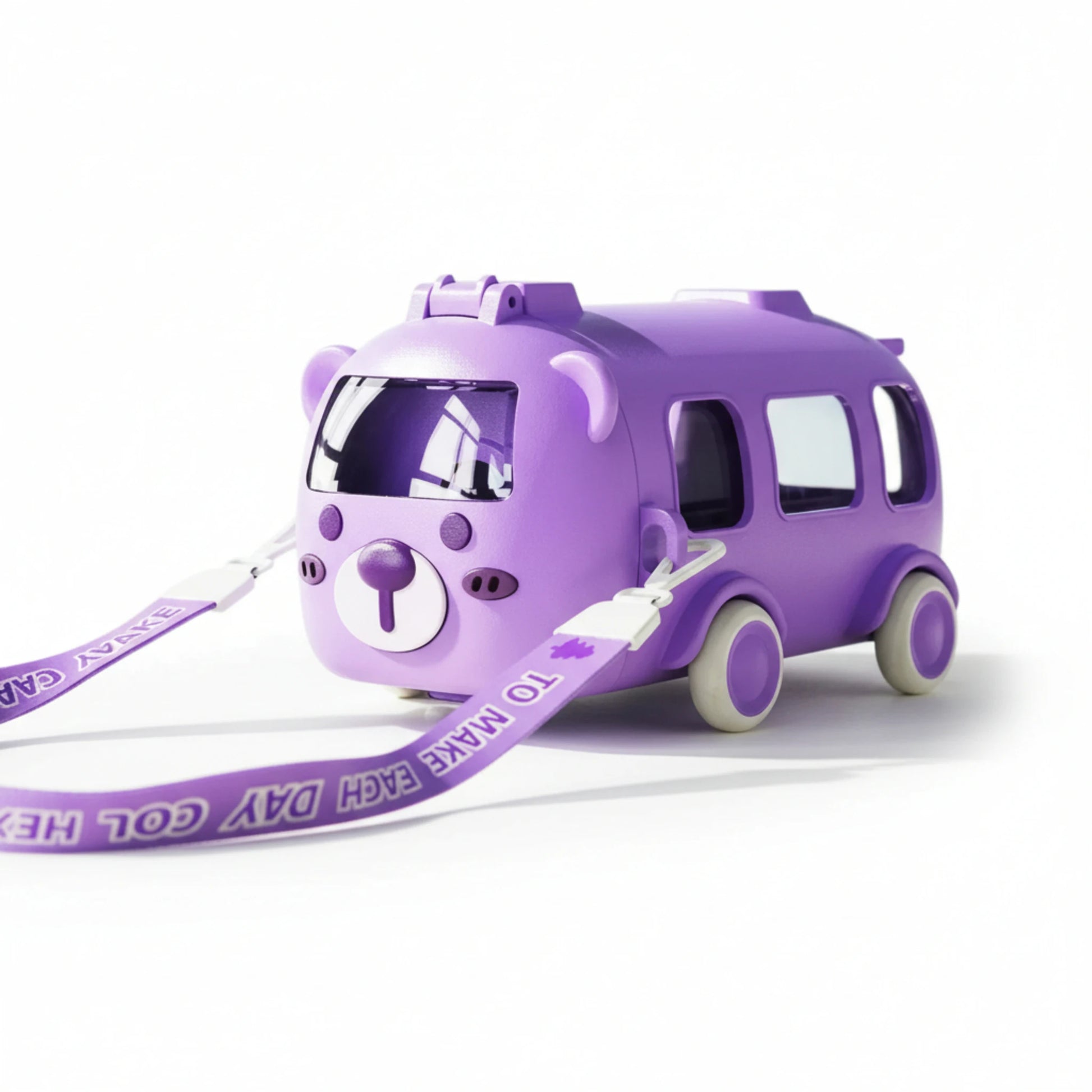 Gourde enfant en plastique avec paille 500 ml coloris violet