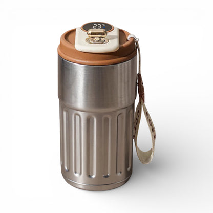 Gourde isotherme en inox 450 ml avec affichage de la température coloris argent café