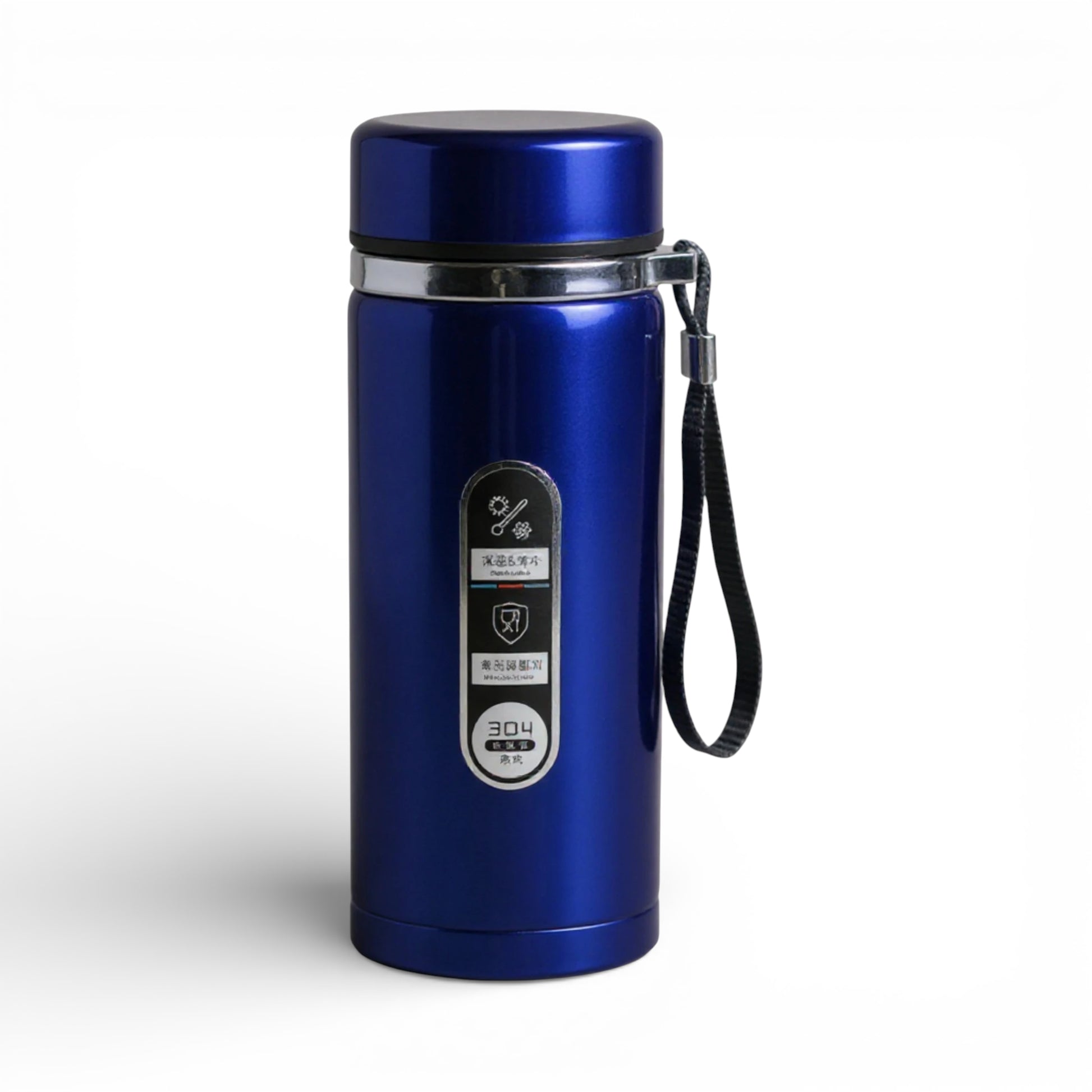 Gourde isotherme en inox avec affichage LED coloris bleu