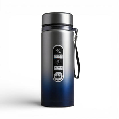 Gourde isotherme en inox avec affichage LED coloris cyan