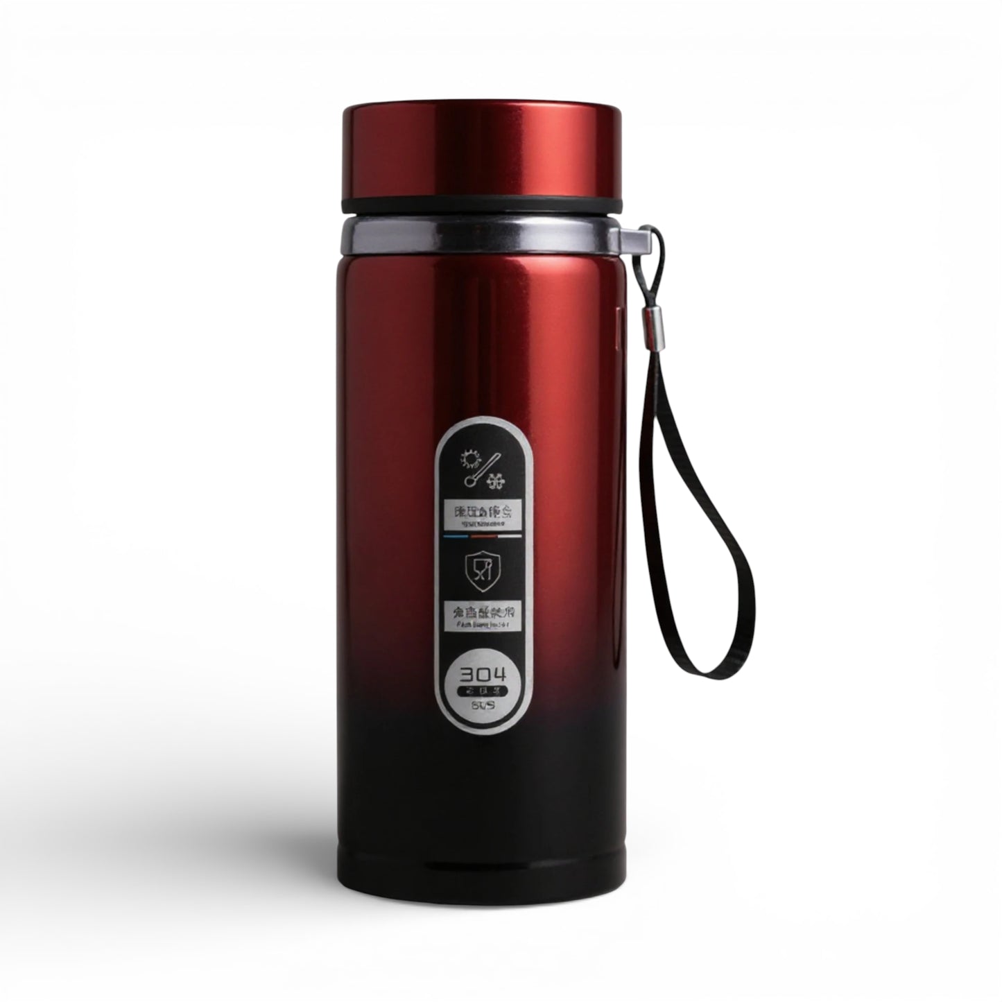 Gourde isotherme en inox avec affichage LED coloris rouge
