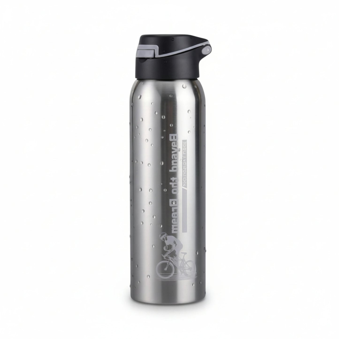 Gourde isotherme en inox sport avec paille integree 500 ml coloris argent
