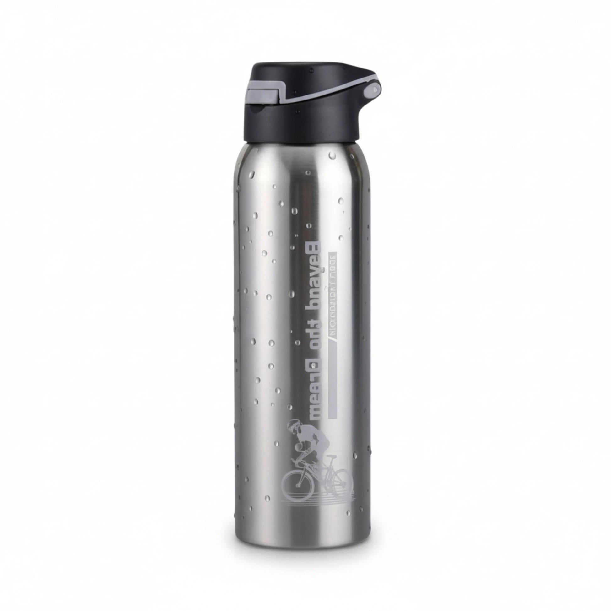 Gourde isotherme en inox sport avec paille integree 500 ml coloris argent