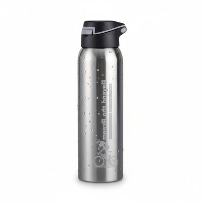 Gourde isotherme en inox sport avec paille integree 500 ml coloris argent