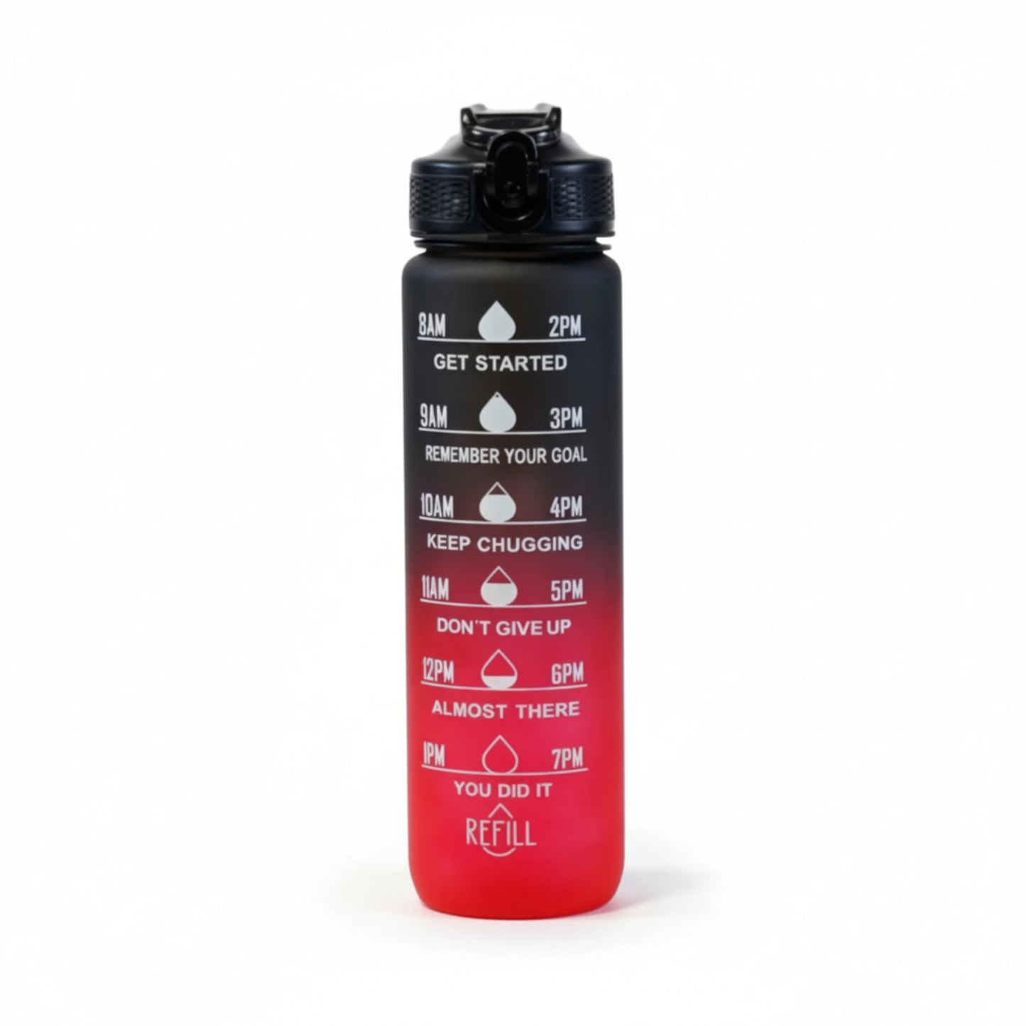 Gourde sport 1L en plastique avec paille coloris rouge et noir