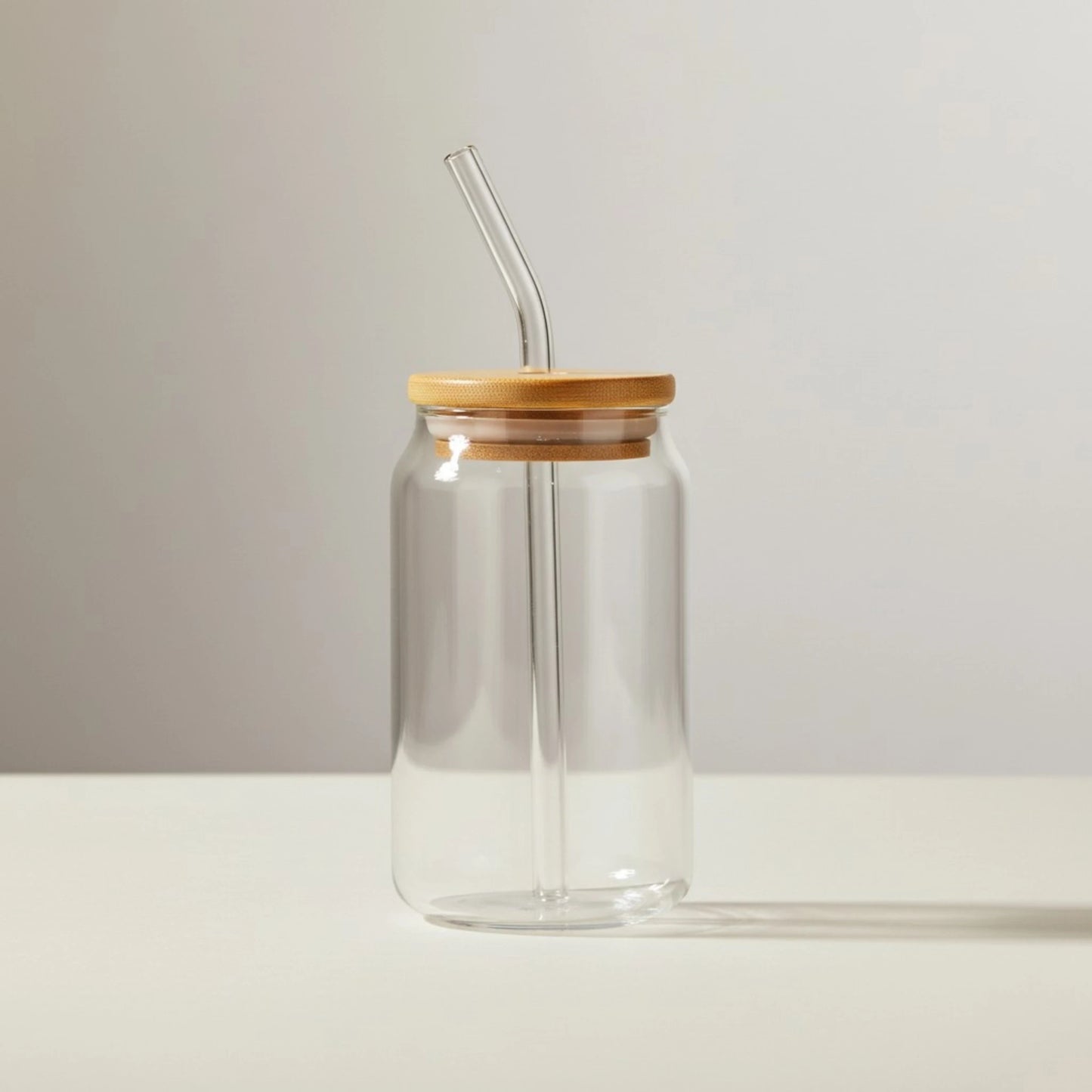 Gourde en verre avec paille et couvercle bambou 350 ml