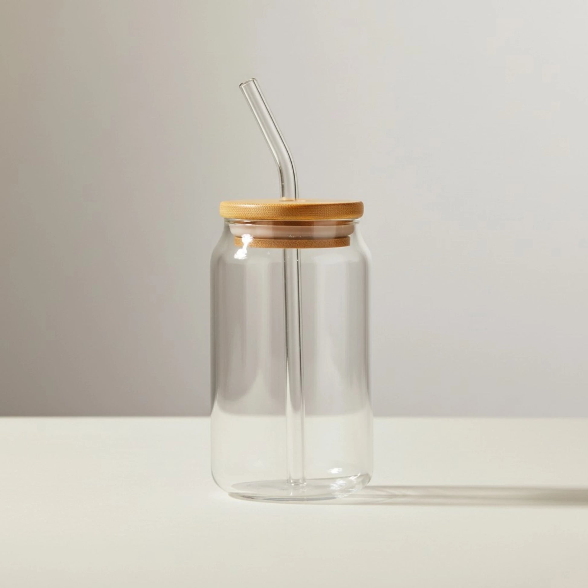 Gourde en verre avec paille et couvercle bambou 350 ml