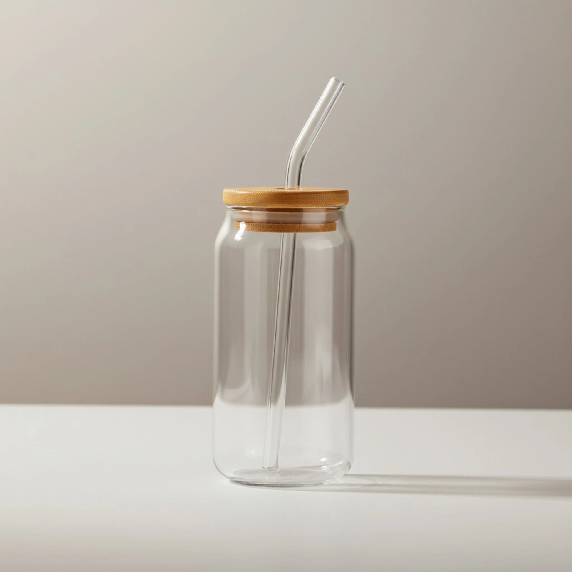 Gourde en verre avec paille et couvercle bambou 550 ml