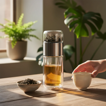 Gourde en verre Malyvo avec infuseur à thé pour une hydratation saine