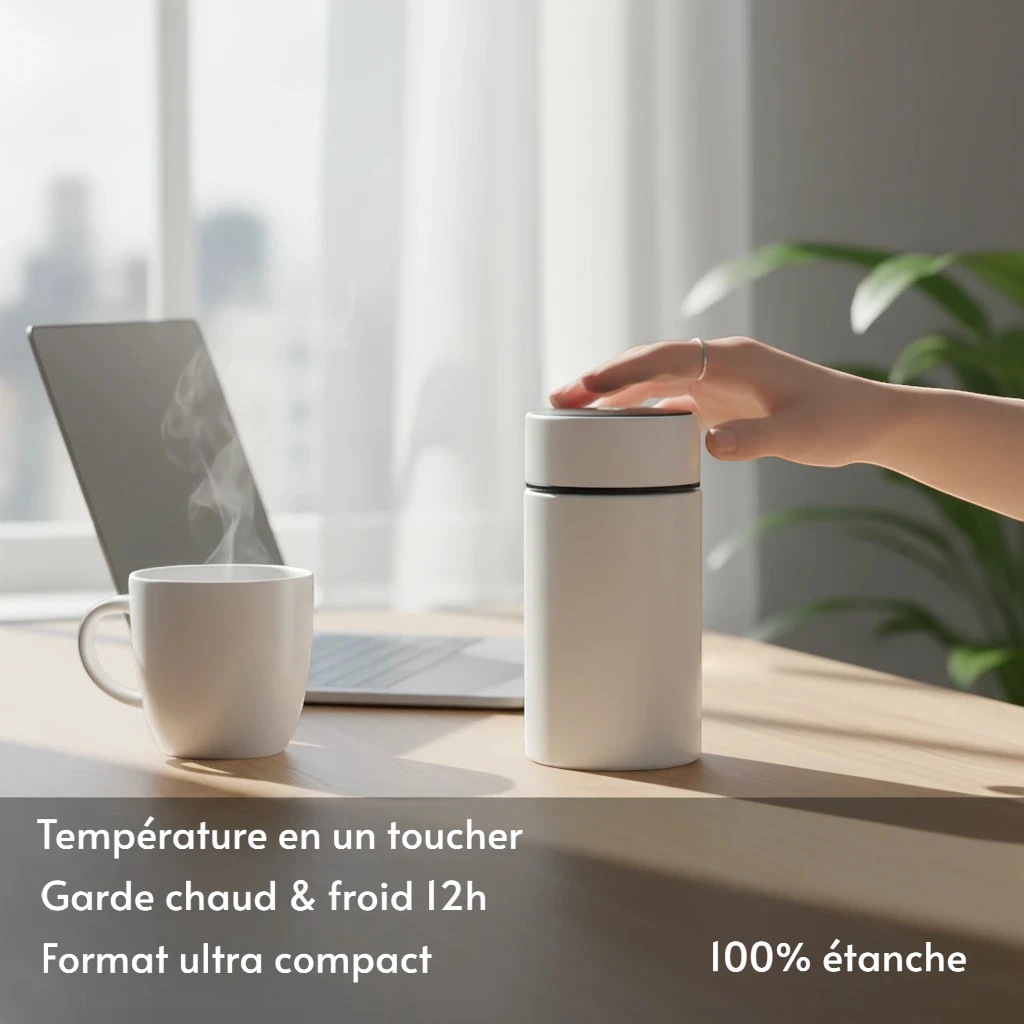Mini gourde isotherme Malyvo avec affichage température et conservation thermique